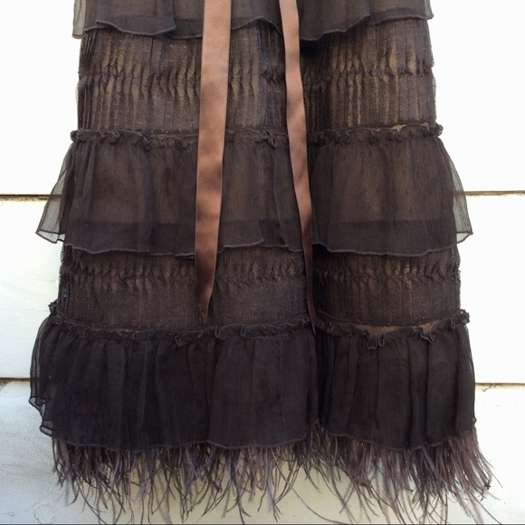 BCBG Max Azria dressy ostrich feather dress 2 - Picture 3 of 8